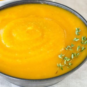 Crema de zapallo camote con queso mascarpone